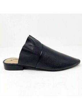 Free People Sienna Black Leather Ruffle Mules Size 9/39